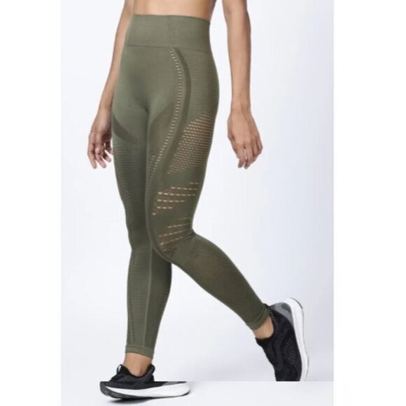 Gymshark Women's Green Compression Leggings Elastic Waist Yoga XS/S (C-5)